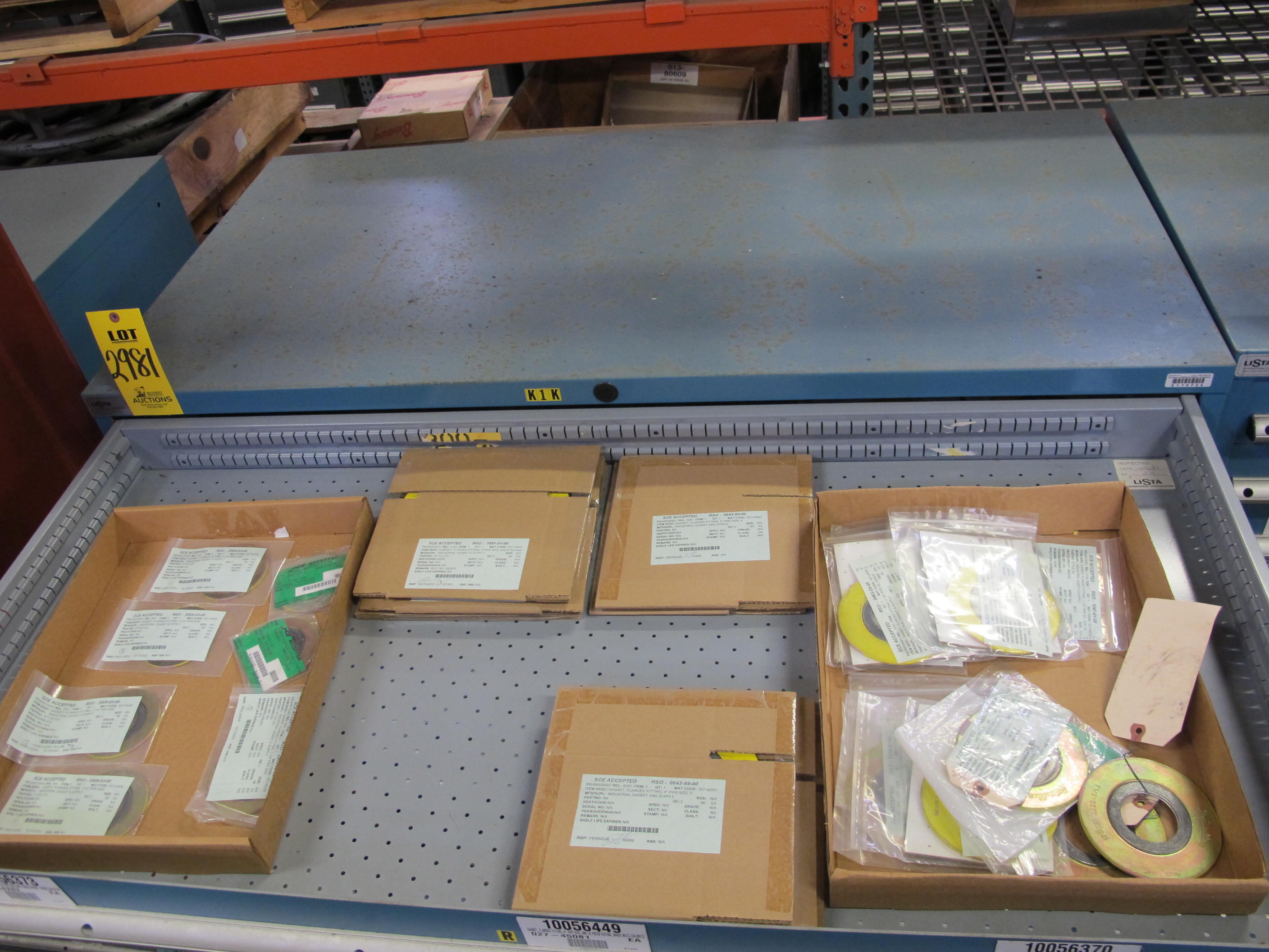 LISTA HEAVY DUTY 9-DRAWER PARTS CABINET W/ CONTENTS (W-50) LOADING & HANDLING FEE $25-